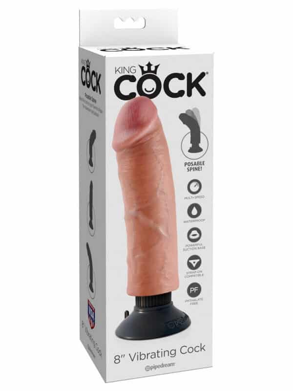Πέος King Cock 8" Vibrating Cock Flesh ρεαλιστικό
