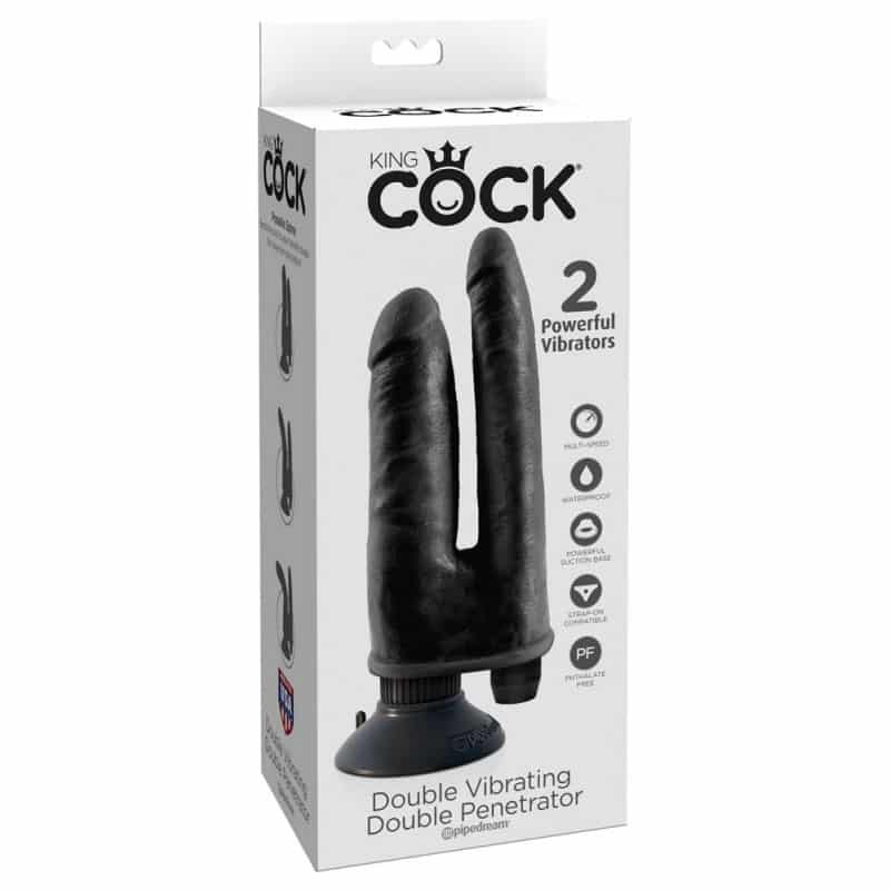 King Cock Double Vibrating Double Penetrator Black