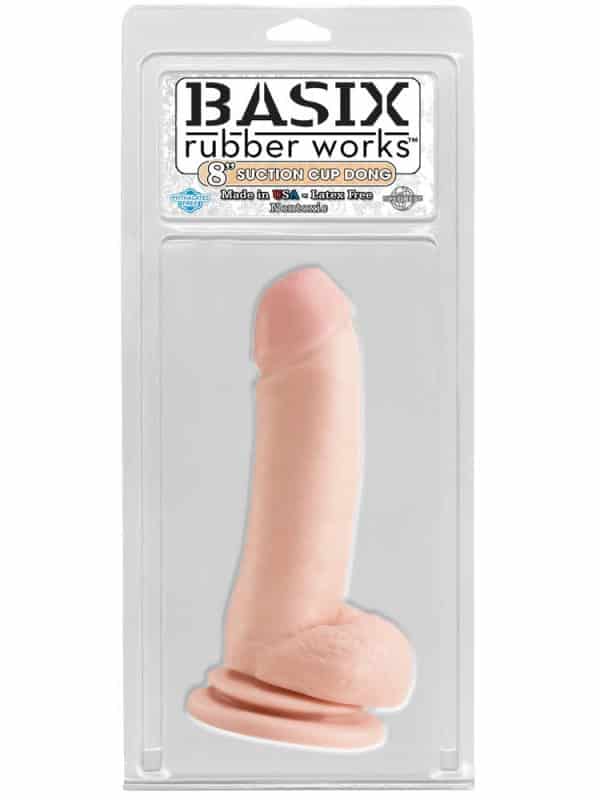Basix Rubber Works 8" Dong with Suction Cup Black