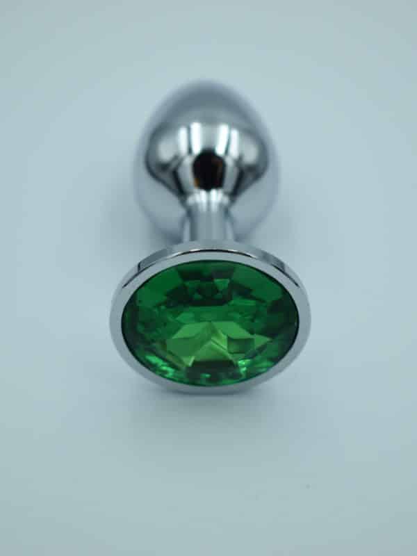 Σφήνα με διαμάντι πράσινο μεταλλική για πρωκτό