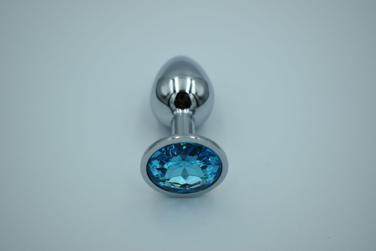 Σφήνα με διαμάντι γαλάζιο μεταλλική για πρωκτό
