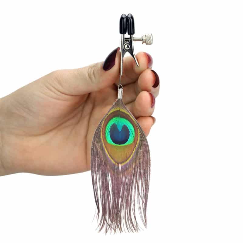 Nipple Clamp With Peacock Feather Trim