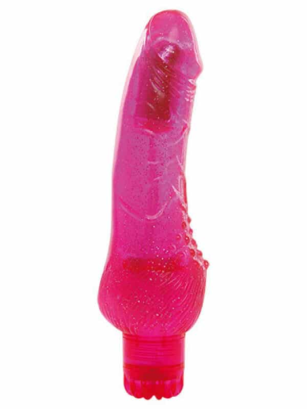Ροζ δονητής με γκλιτερ ρεαλιστικό σχήμα πέους