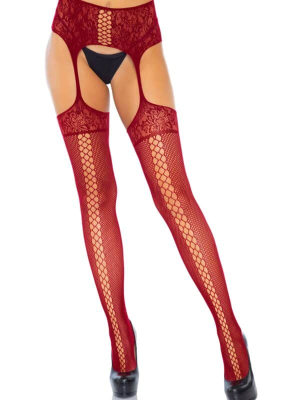 Lace up garterbelt κόκκινο stockings