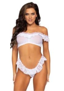 Lace ruffle crop top and panty