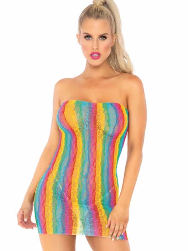 Rainbow leopard tube dress πολύχρωμο φόρεμα
