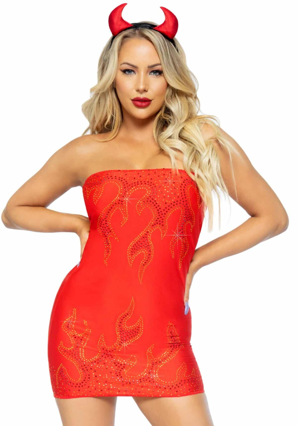 Bedazzled Devil κόκκινο sexy φόρεμα