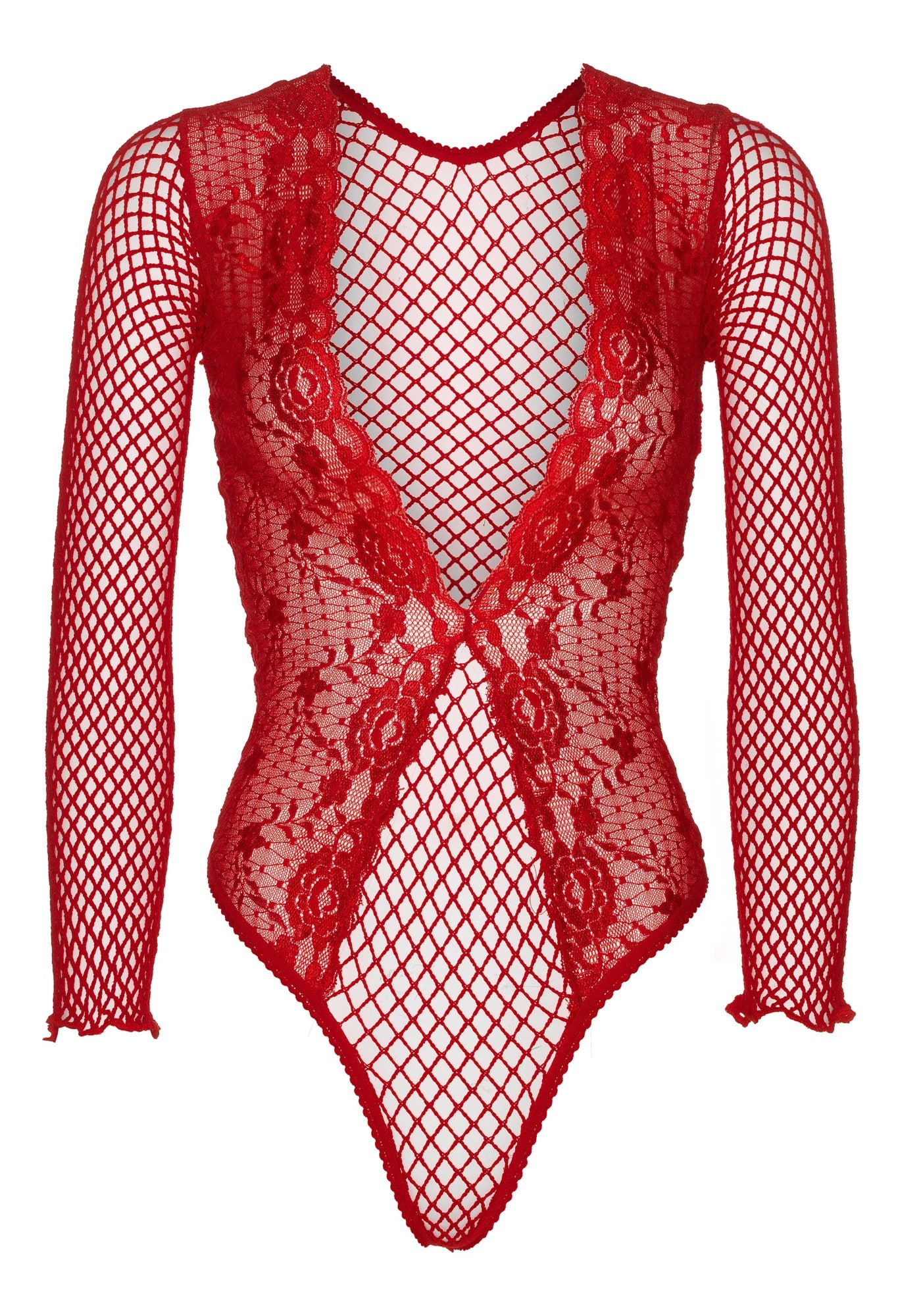High cut lace and net teddy