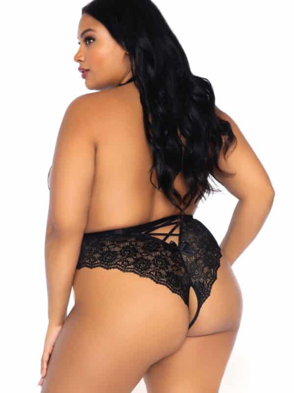 Plus size Backless crotchless teddy