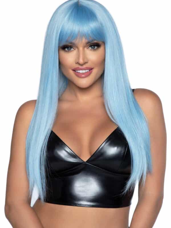 Long straight blue wig
