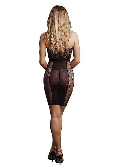 Knee-Length Lace And Fishnet Dress