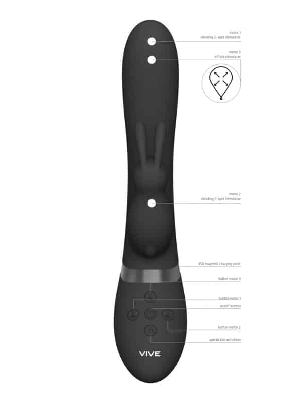 Taka Inflatable Vibrating Rabbit Black