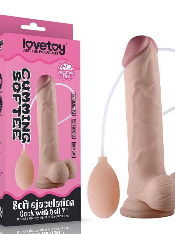 Soft Ejaculation Cock With Ball 9” Flesh